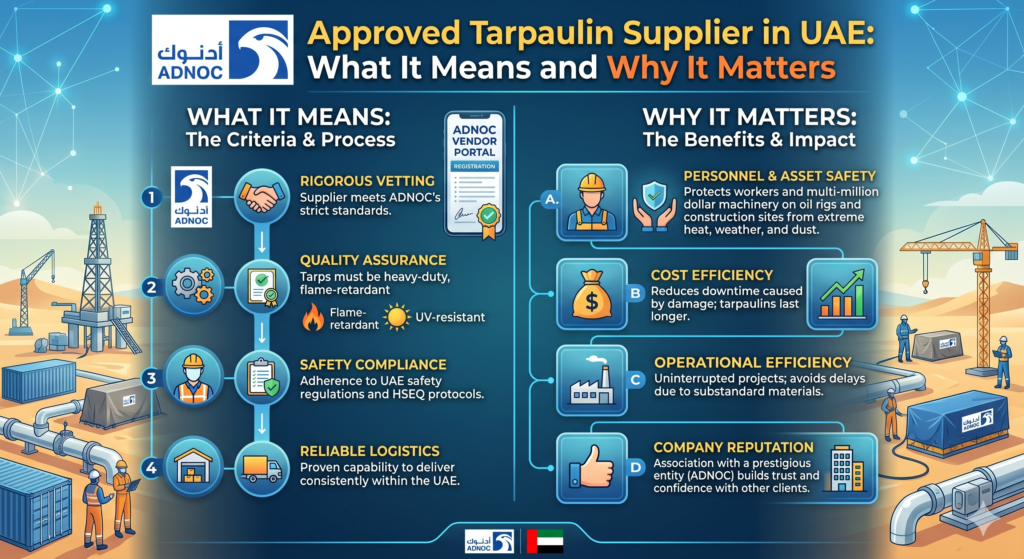ADNOC Approved Tarpaulin Supplier in UAE What It Means and Why It Matters