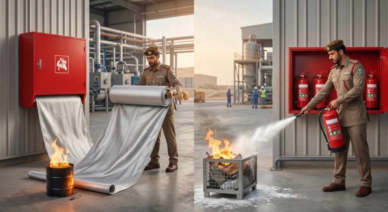 Fire Blanket Roll vs Fire Extinguisher What UAE Civil Defence Recommends for Industrial Sites